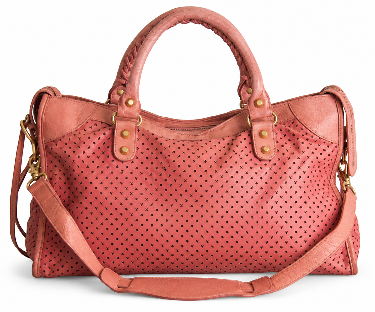 Balenciaga Pink Meshed Leather City Bag SC:5782