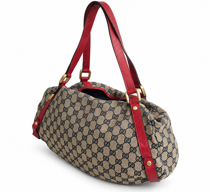 Gucci GG Red Trim Canvas Abbey Shoulder Bag