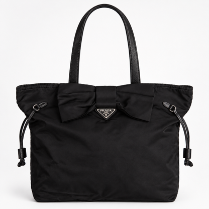 Prada Tessuto Tassled Nylon Black Tote Bag