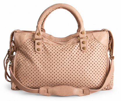 Balenciaga Cream Meshed Leather City Bag. SC:5782