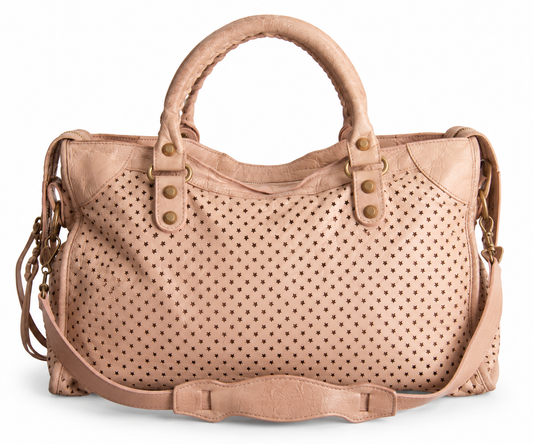 Balenciaga Cream Meshed Leather City Bag