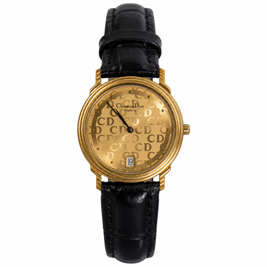 Christian Dior 45.122.2 Gold Croc Strap Watch