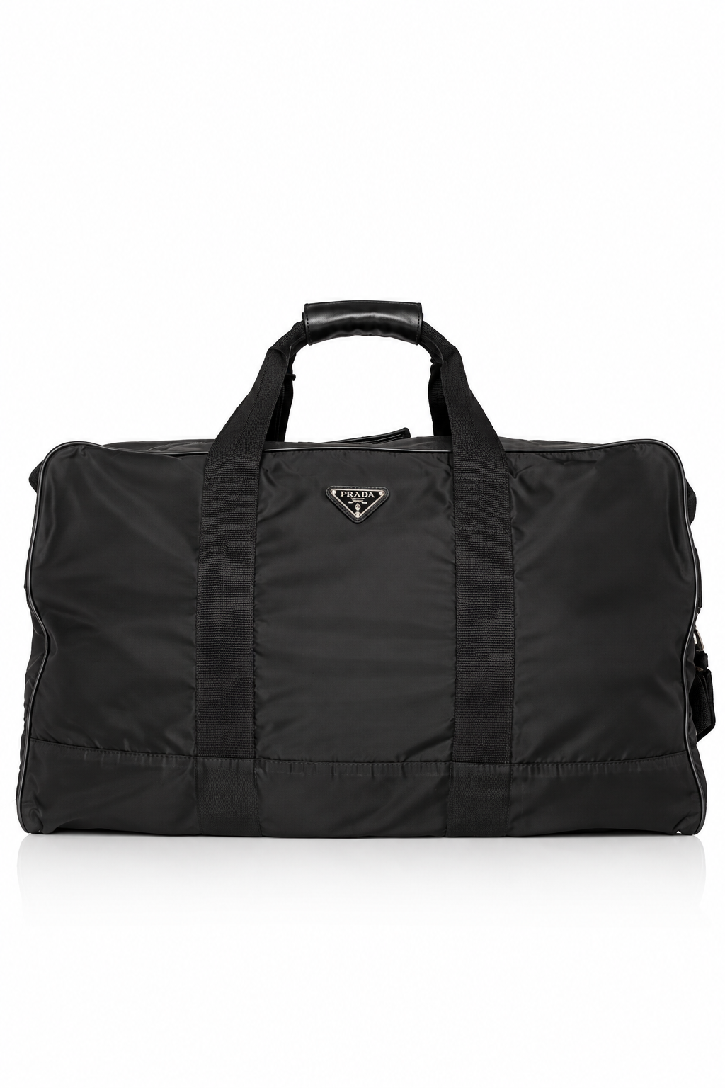 Prada Tessuto Nylon Leather Strap Detailed Duffle Bag