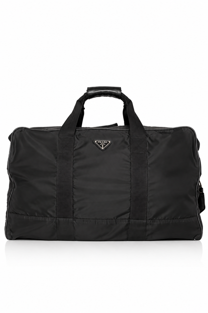 Prada Tessuto Nylon Leather Strap Detailed Duffle Bag