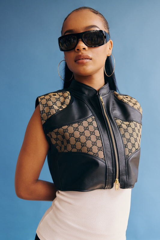 VT Rework: Gucci Cropped Black Panelled Monogram Vest